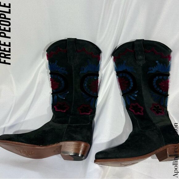 FREE PEOPLE ROUNDHOUSE STICH BOOTS BLACK COMBO SIZE 39.5 EU NWT - Picture 7 of 14